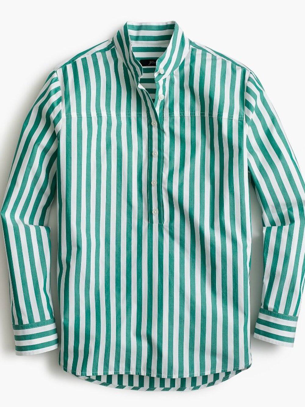 NWT J. Crew Size 12 Green White Band Collar Popover Tunic in Bold Stripe NEW